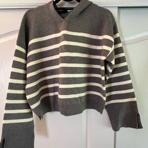 Gray and White Striped Women's Sweater